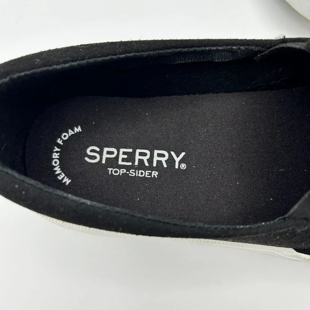 Sperry Top-Sider Memory Form Black Perforated Slip-On Loafer Comfort Size 6.5
